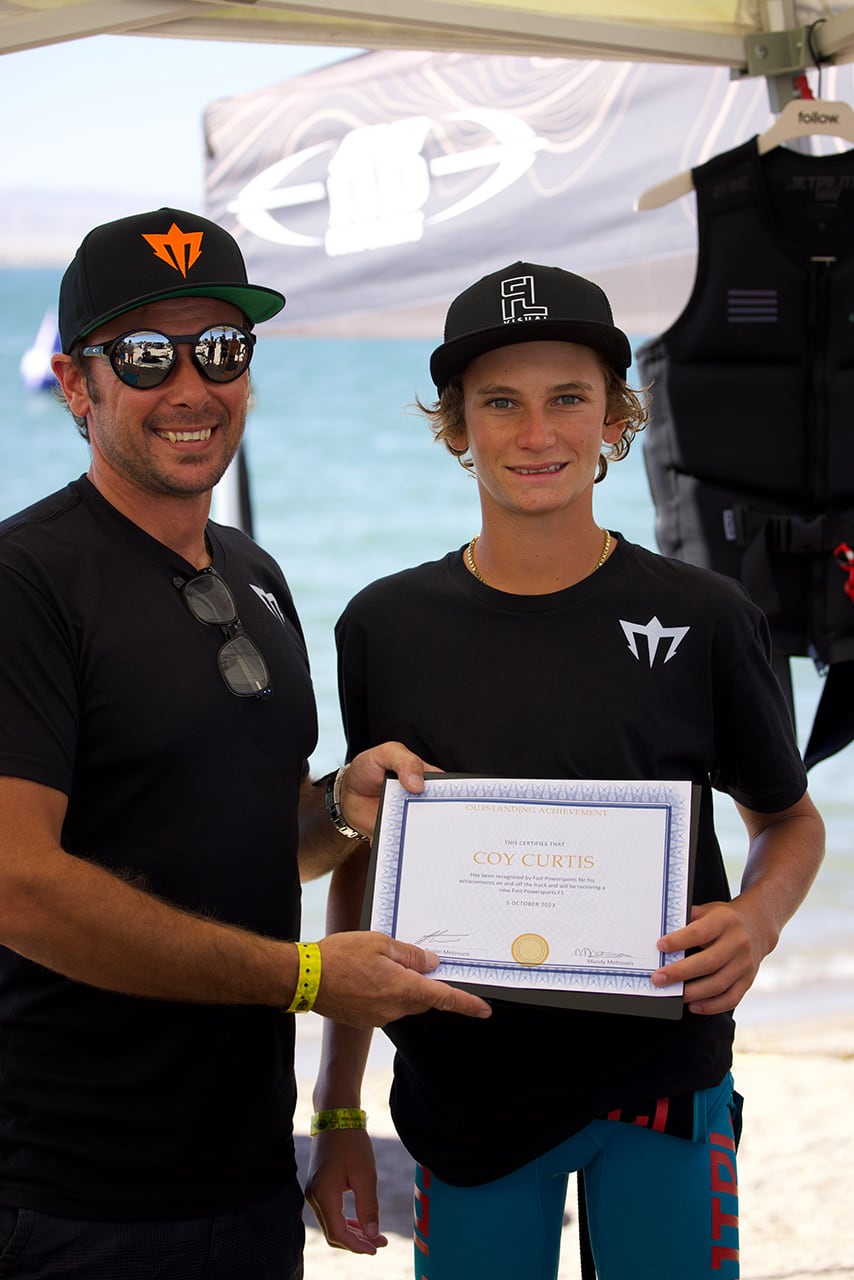 Fast Powersports Dustin Motzouris presents Coy with a new 2024 F1 Watercraft